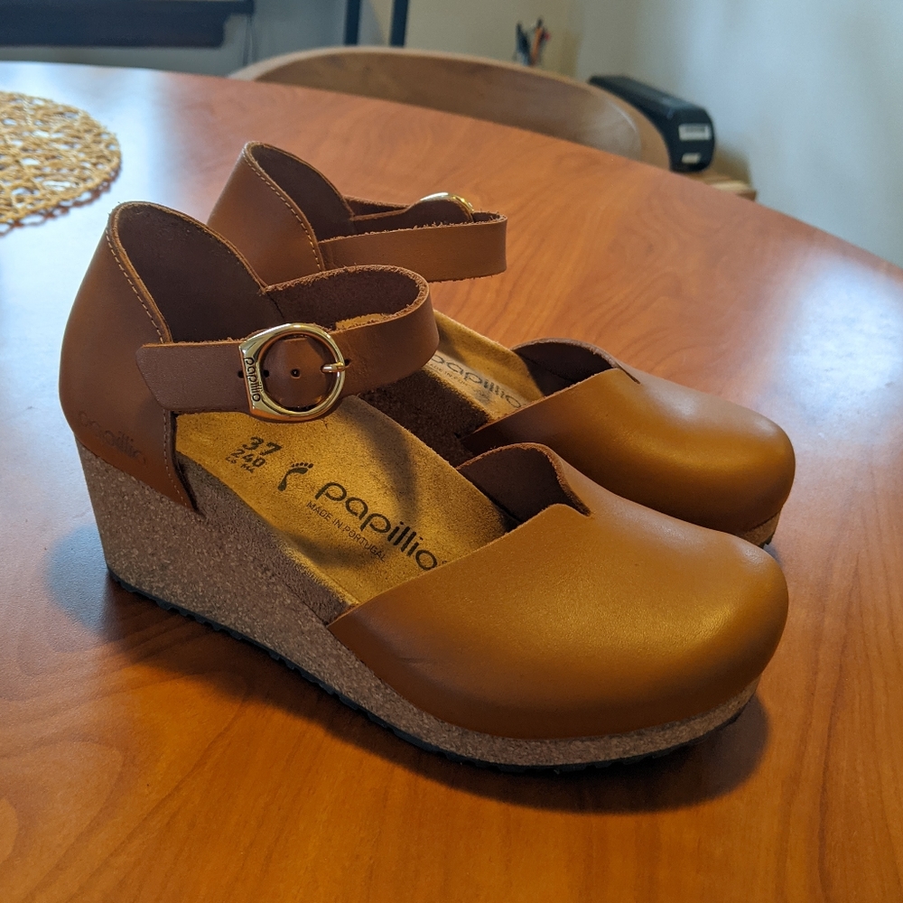 Papillio Birkenstock Mary Wedge 37 Cognac